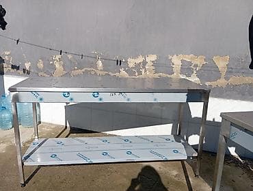 ət tukanı: Sənaye tipli paslanmayan poladdan iş masaları və şiş dönər aparatları — 3