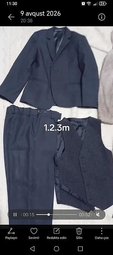 Uşaqlar üçün digər geyimlər: Uşaq geyim dəsti – 1.2–1.3 m boya uyğun Tərkib: - Qışlıq isti — 4