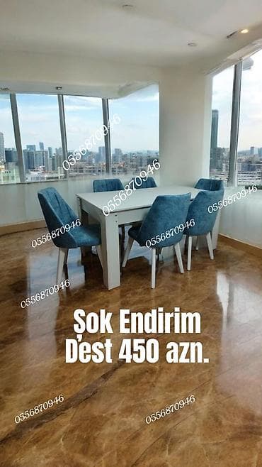 Qonaq otağı üçün, Yeni, Açılmayan, Dördbucaq masa, 6 stul — 3