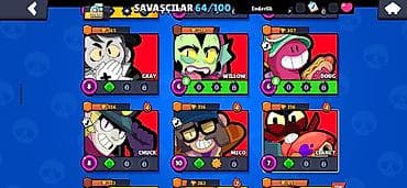 nintendo 2ds: Brawl Stars hesabı – 64/100 döyüşçü Ümumi: - Hesabda 64 döyüşçü — 10