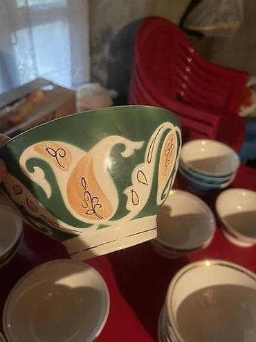 Süfrə ləvazimatları: Kasalar, rəng - Yaşıl, Keramika — 8