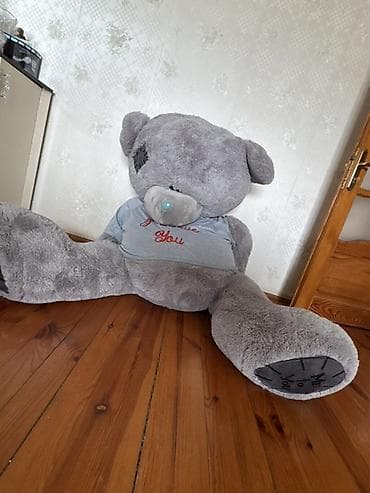 Böyük ölçülü yumşaq oyuncaq ayı - Rəng: boz - Material: yumşaq, tüklü