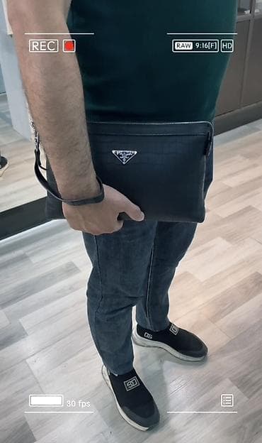 popitli çanta: Məhsul: Kişi əl çantası (clutch) - Rəng: Qara - Material: Timsah — 5