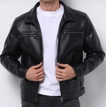 kişi dəri godəkcələr: Kişi üçün qara rəngli dəri kurtka – COLIN’S ölçü M. M ölçü bədən — 2