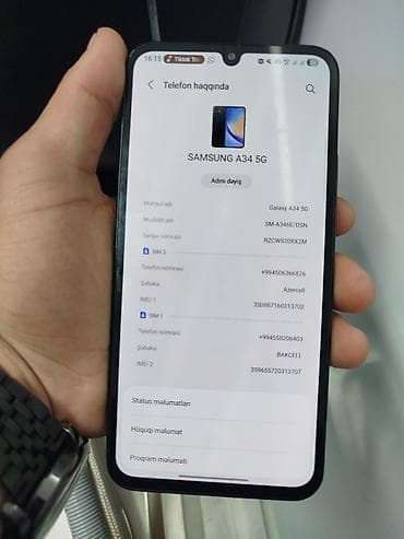 kaset calar: Samsung Galaxy A34 5G, 128 GB, rəng - Qara, Barmaq izi, Simsiz şarj, İki sim kartlı — 1