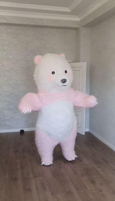 şir yumşaq oyuncaqlar: Məhsul: Pələng-ayı maskotu kostyumu (pambıq kimi tüklü, ağ-çəhrayı) — 1