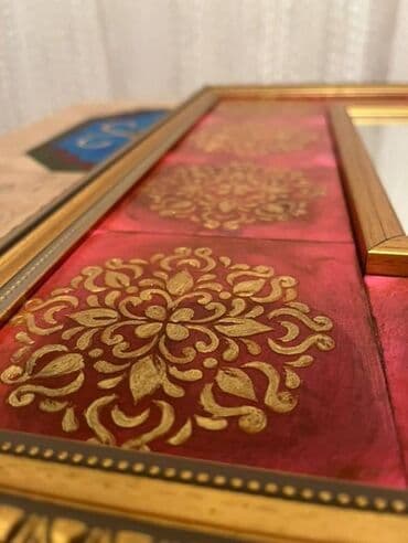 зеркало со столиком: Зеркало Настенное, Прямоугольник, Декоративное, Ручная работа — 3