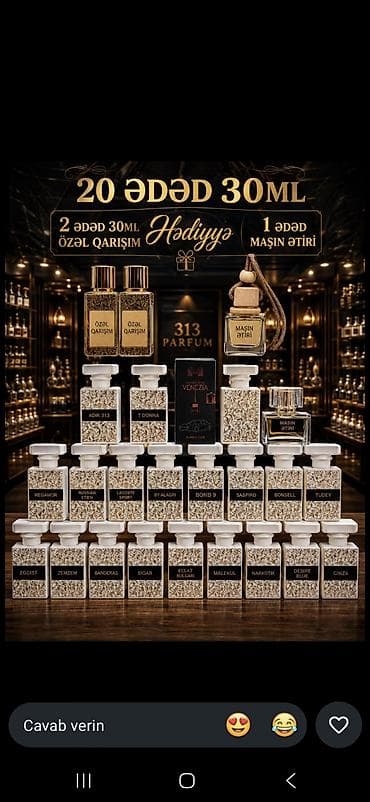 molekül 4 parfum: 313 Parfum – 20 ədəd 30 ml kolleksiya Məhsulun tərkibi: - 20 ədəd 30 — 1