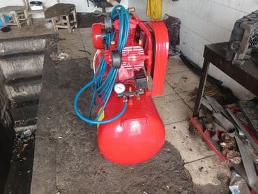 ağcaqanad torları: Sənaye tipli hava kompressoru – qırmızı, şaquli silindrli, təkərli — 6