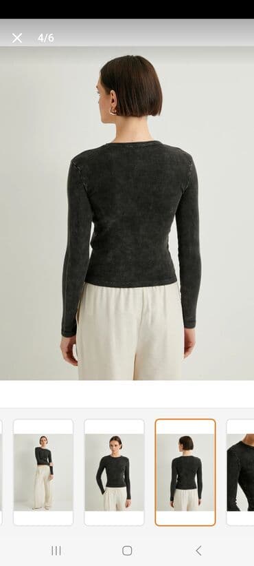 женские кашемировые кофты: Qara, uzunqol, rezinli materialdan hazırlanmış qadın köynəyi. Dəyirmi — 2