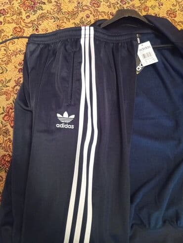 флисовые мужские спортивные костюмы: Мужской спортивный костюм, Adidas, XL, цвет - Синий — 4