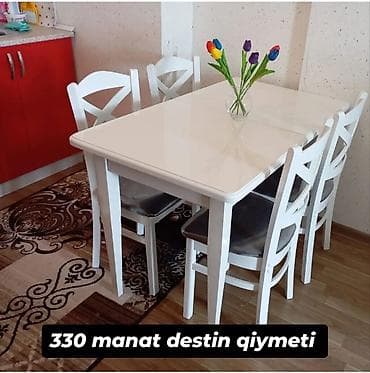 Qonaq otağı üçün, Yeni, Açılmayan, Dördbucaq masa, 4 stul