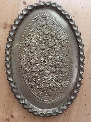 aksa generator: Oyma naxışlı mis/zınqıraq ərintisindən oval sini (tray) - Forma: oval — 4