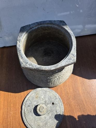 Qapaqlı daş qab (rəqəmli ölçülü) - Material: təbii daş (bərk, sıx — 3