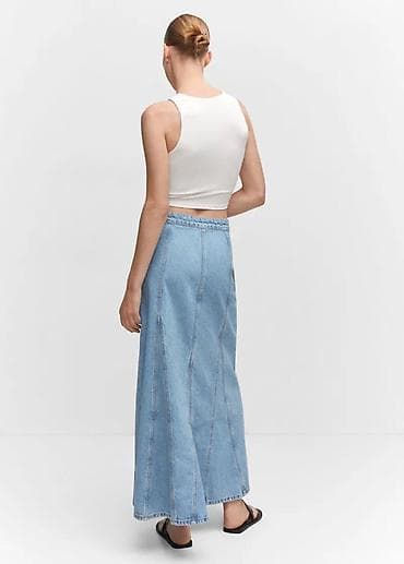 düyməli cins ətəklər: MANGO Xs (xxs) YENI Denim uzun ətək - Model: A-kəsimli, maxi — 3