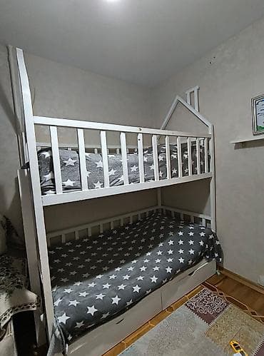 evkalipt agaci: Для девочки и мальчика, Кровать, С матрасом, С выдвижными ящиками, Дерево — 1