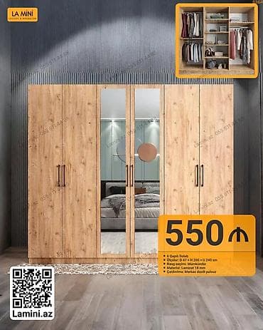 plasmas skaflar: 6 qapı, Güzgülü, Digər rəng, Açılan, Düz dolab — 1