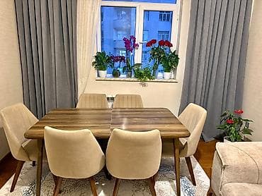 Qonaq otağı üçün, Açılan, Dördbucaq masa, 6 stul