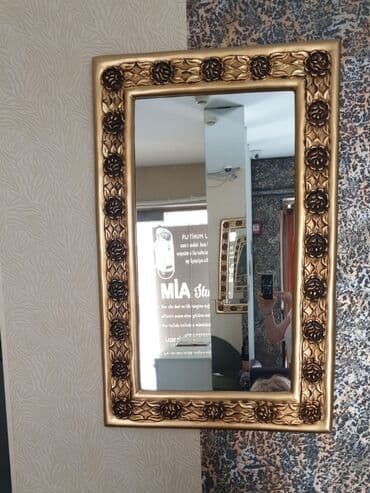 uzun güzgü: Güzgü Divar üçün, Düzbucaqlı, Dekorativ, Naxışlı — 1