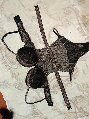 qadın alt: Qara krujeva bədən korsu və push-up sinəlik dəsti - Rəng: qara — 3