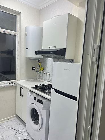 quxna mebil: Mətbəx mebeli və məişət texnikası dəsti - Üslub: ağ rəngdə, minimal — 1