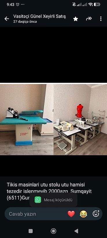 Tikis masinlari utu stolu utu hamisi tezedir islenmeyib 2000azn