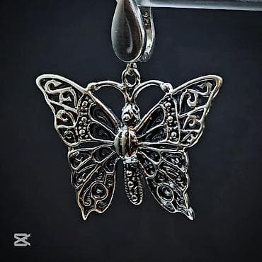 emerald: Gümüş kəpənək şəbəkə sırğalar - Material: 925 ayar gümüş - Dizayn — 3