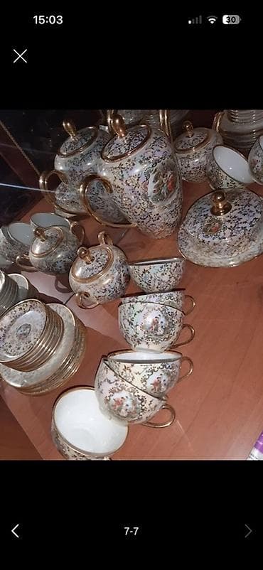 Qab-qacaq və mətbəx ləvazimatları: Çay dəsti, rəng - Ağ, Farfor, Almaniya — 1