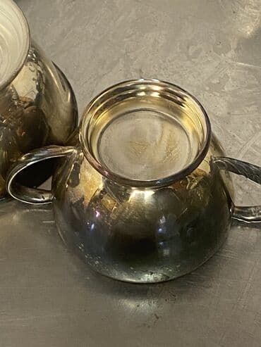 servis qab: Qəhvə dəsti, rəng - Gümüşü, Metal — 6