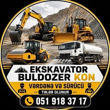 Ekskavator, buldozer, yol valı və su çəni olan xüsusi texnika ilə