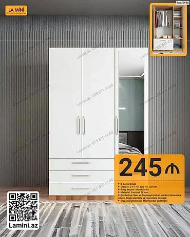 LA MINI 3 qapılı dolab - Kod: 5416 - Ölçü: D 47 × H 200 × E 120 sm - — 1