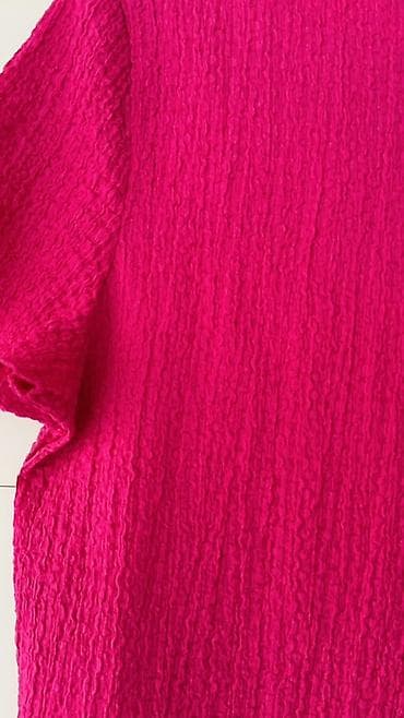 Женская одежда: Janina brendi qısaqol bluzka - Rəng: parlaq fuşya/çəhrayı - Parça — 3