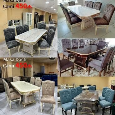 Qonaq otağı üçün, Yeni, Açılmayan, Dördbucaq masa, 6 stul