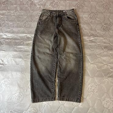 cırıq şalvarlar: Boz rəngli denim şalvar – “FIVE STARS” yazılı - Material: qalın — 4