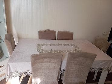 komputer stolları: Qonaq otağı üçün, İşlənmiş, Kvadrat masa, 4 stul — 1