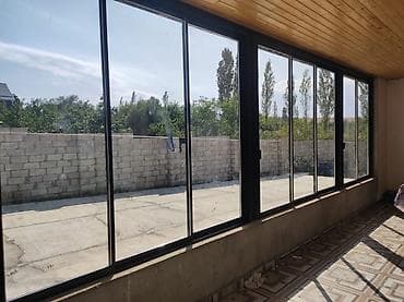 heyet qapisi: Şüşə veranda/patio sistemi - Material: qara rəngli alüminium profilli — 4