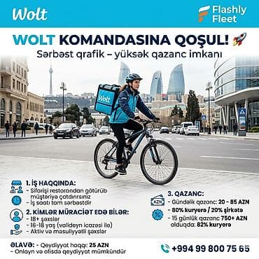 Sürücü-kuryer tələb olunur, Nəqliyyat təmin edilir, Gündəlik ödəniş, Təcrübəsiz