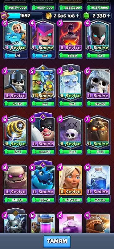 Clash royale hesabı. Hesabda 2 milyon altın və 2 min elmas var — 4