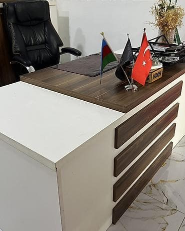 mebel taxt: Ofis üçün L‑şəkilli iş masasının dəsti - Material: MDF/LDSP — 2