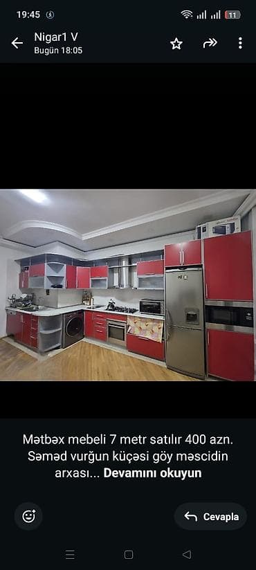 Mətbəx mebeli 7 metr satılır 400 azn. Səməd vurğun küçəsi göy məscidin