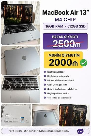 flash kart 1 tb: Apple MacBook Air 13" (M4 çip) - Prosessor: Apple M4 - Ekran: 13.6" — 5