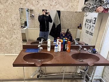 Salon, tibbi mebel: İkiqablı bərbərxana lavabosu və güzgü komplekti - Material: kompozit — 1