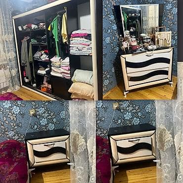 Двуспальная кровать, Шкаф, Трюмо, 2 тумбы at lalafo.az Двуспальная кровать, Шкаф, Трюмо, 2 тумбы