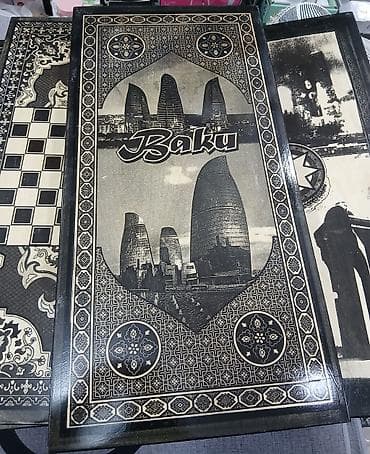 3 azn das ve zer Ağ-qara naxışlı taxta şahmat/nərd dəsti - Material