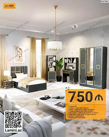 kitab refi: Yataq Dəsti – Kod: 2062 Tərkib: - Çarpayı: 1 ədəd, 160 × 200 sm - — 1