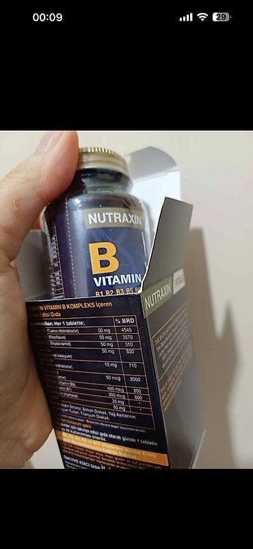 evalar vitamin c: Məhsul: Nutraxin Vitals B Vitamin Complex - Əldədir. Tərkib: B1, B2 — 5