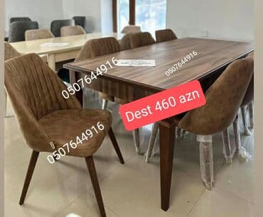 metbex stol stulları qiymetleri: Qonaq otağı üçün, Yeni, Açılmayan, Dördbucaq masa, 6 stul — 4