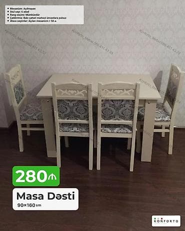 balkon stul: Məhsul: Masa Dəsti - Ölçü: 90×160 sm - Komplekt: 1 masa + 6 ədəd stul — 1