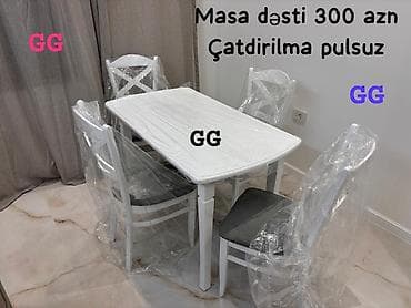 stol stul tap az: Mətbəx üçün, Yeni, Dördbucaq masa, 4 stul — 2