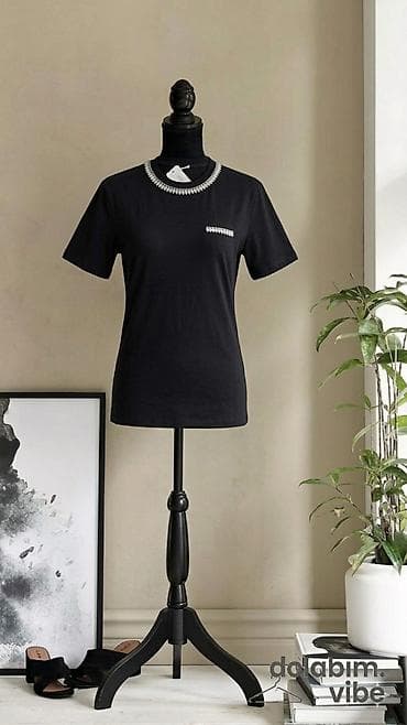 şort: Qadın T‑şörtü – zəncir naxışlı S-M-L-XL-XXL-XXL - Modellər: ağ və qara — 2